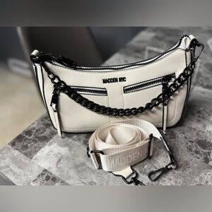 Madden NYC Black & White and Crossbody Bag with Chain